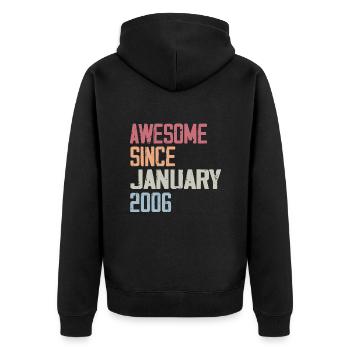 Birthday January 2006 Retro 2006 January - Unisex Premium Organic Zip Hoodie - black - Back - Nico (187cm)