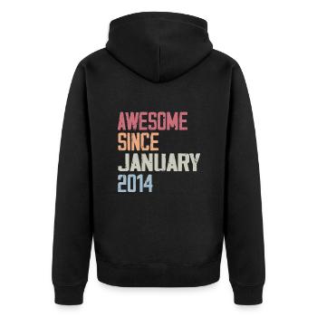 Birthday January 2014 Retro 2014 January - Unisex Premium Organic Zip Hoodie - black - Back - Nico (187cm)