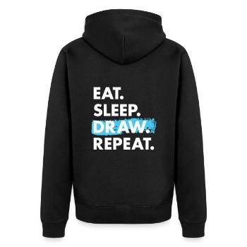 Drawer Eat Sleep Drawing - Unisex Premium Organic Zip Hoodie - black - Back - Nico (187cm)
