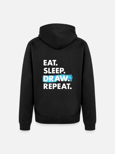 Drawer Eat Sleep Drawing - Unisex Premium Organic Zip Hoodie - black