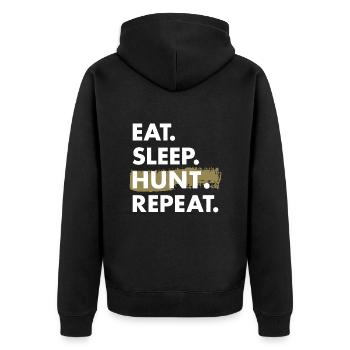 Hunter Eat Sleep Hunting - Unisex Premium Organic Zip Hoodie - black - Back - Nico (187cm)