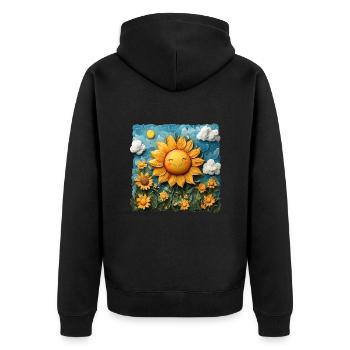 Sunflower Art - Unisex Premium Organic Zip Hoodie - black - Back - Nico (187cm)