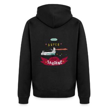 Super Sardine ROUGE - Veste à capuche bio Premium Unisexe - noir - Dos - Nico (187cm)