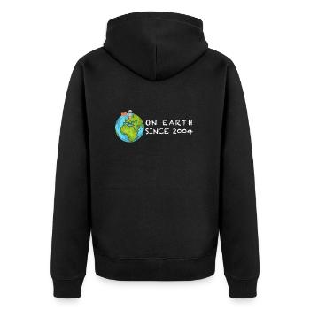 On Earth since 2004 - zum 18. Geburtstag - Unisex Premium Bio Zip Hoodie - Schwarz - Hinten - Nico (187cm)