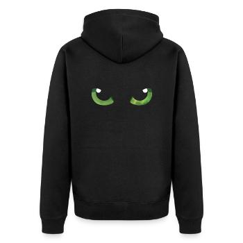 Cat Eyes Green - Unisex Premium Organic Zip Hoodie - black - Back - Nico (187cm)