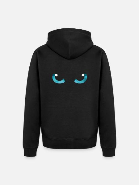 Yeux de chat Bleu - Veste à capuche bio Premium Unisexe - noir
