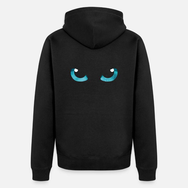 Yeux de chat Bleu - Veste à capuche bio Premium Unisexe - noir