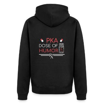 PCA | Dose of Humor - Unisex Premium Organic Zip Hoodie - black - Back - Nico (187cm)
