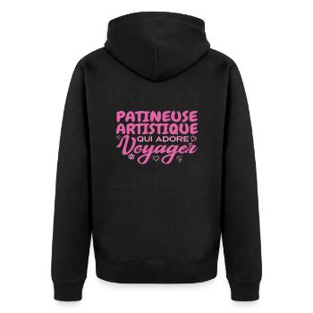 Globetrotting figure skater - Unisex Premium Organic Zip Hoodie - black - Back - Nico (187cm)