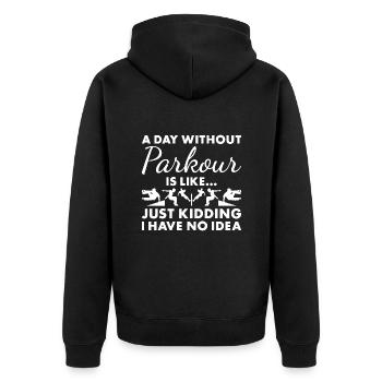 Traceur Une journée sans parkour - Veste à capuche bio Premium Unisexe - noir - Dos - Nico (187cm)