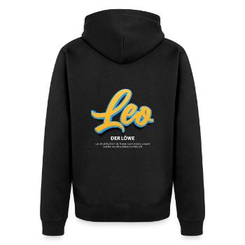 Leo in 3D mit Bedeutung - Unisex Premium Bio Zip Hoodie - Schwarz - Hinten - Nico (187cm)