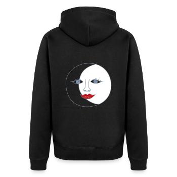 Sun and moon - Unisex Premium Bio Zip Hoodie - Schwarz - Hinten - Nico (187cm)
