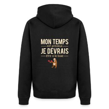 Mon temps est précieux boxe boxeur humour - Veste à capuche bio Premium Unisexe - noir - Dos - Nico (187cm)