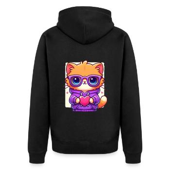 Chat cool en lunettes de soleil avec cœur - Veste à capuche bio Premium Unisexe - noir - Dos - Nico (187cm)