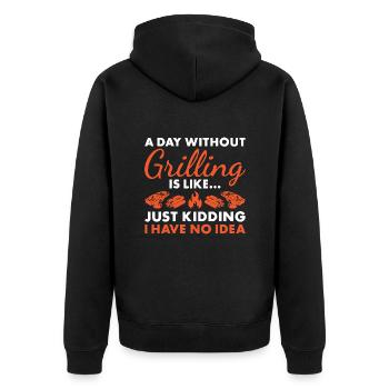 Griller A Day Without Grilling - Unisex Premium Organic Zip Hoodie - black - Back - Nico (187cm)