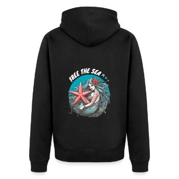 Libérez la mer Sirène Étoile de mer Environnement Nature - Veste à capuche bio Premium Unisexe - noir - Dos - Nico (187cm)