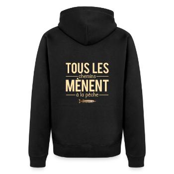 Tous les chemins mènent à la pêche blague pêcheur - Veste à capuche bio Premium Unisexe - noir - Dos - Nico (187cm)