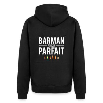 Barman presque parfait métier profession humour - Veste à capuche bio Premium Unisexe - noir - Dos - Nico (187cm)