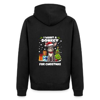 Petit âne fête Noël dans la neige - Veste à capuche bio Premium Unisexe - noir - Dos - Nico (187cm)