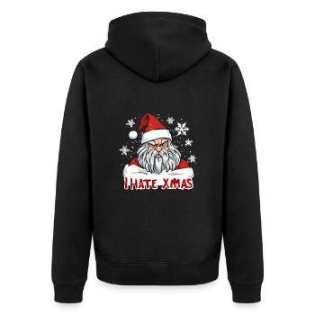 Ich hasse Weihnachten Lustig anti Weihnachten - Unisex Premium Bio Zip Hoodie - Schwarz - Hinten - Nico (187cm)