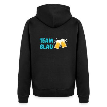 Team Blau - Unisex Premium Bio Zip Hoodie - Schwarz - Hinten - Nico (187cm)