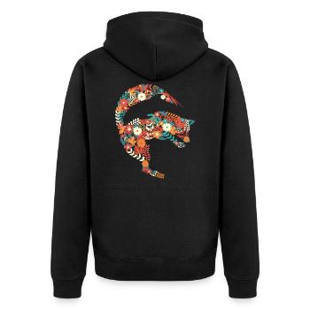 Jumping Flower Fox Fleurs Saut cadeau renard - Veste à capuche bio Premium Unisexe - noir - Dos - Nico (187cm)