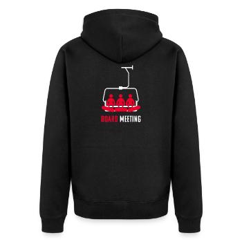 Snowboard Board Meeting! Outfit Witzig Apres Ski - Unisex Premium Bio Zip Hoodie - Schwarz - Hinten - Nico (187cm)