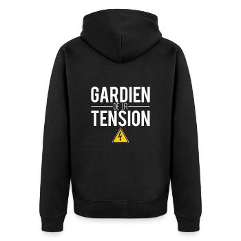 Gardien de la tension cadeau électricien humour - Veste à capuche bio Premium Unisexe - noir - Dos - Nico (187cm)