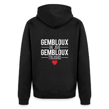 Gembloux un jour gembloux toujours ville belgique - Veste à capuche bio Premium Unisexe - noir - Dos - Nico (187cm)