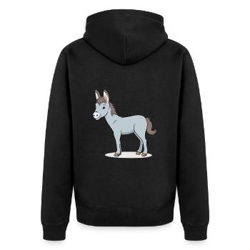 Niedlicher Esel für Kinder für Kinder - Unisex Premium Bio Zip Hoodie - Schwarz - Hinten - Nico (187cm)
