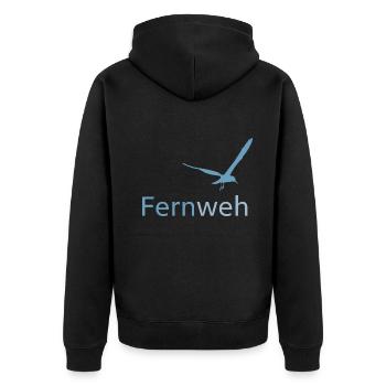 Fernweh 2024 - Unisex Premium Bio Zip Hoodie - Schwarz - Hinten - Nico (187cm)