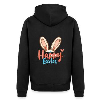 Frohe Ostern Hasenohren Bunter Frühling für - Unisex Premium Bio Zip Hoodie - Schwarz - Hinten - Nico (187cm)