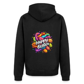 Frohe Ostern Bunte Eierjagd Osterkorb für Kinder - Unisex Premium Bio Zip Hoodie - Schwarz - Hinten - Nico (187cm)