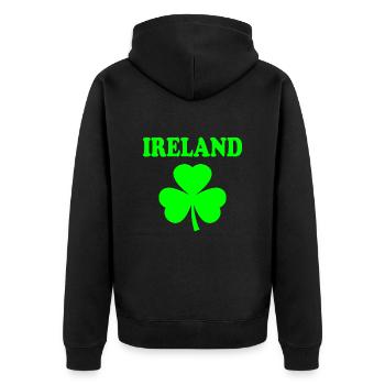 Ireland Shamrock - Unisex Premium Organic Zip Hoodie - black - Back - Nico (187cm)
