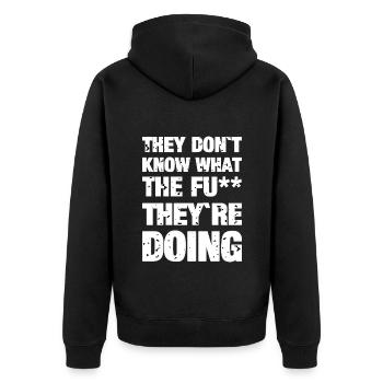 They don't know - Unisex Premium Organic Zip Hoodie - black - Back - Nico (187cm)