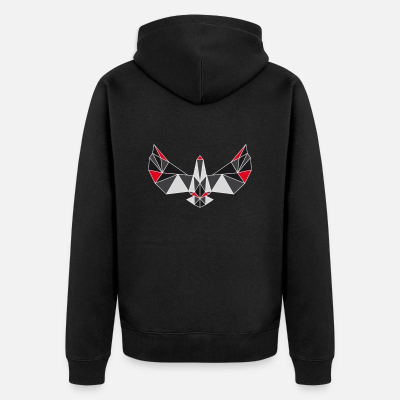 NRNF Origami Eagle Stil - Unisex Premium Bio Zip Hoodie - Schwarz