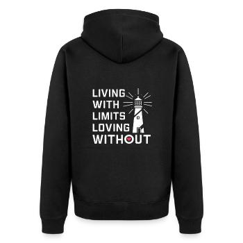 Living with Limits, Loving without - Unisex Premium Organic Zip Hoodie - black - Back - Nico (187cm)