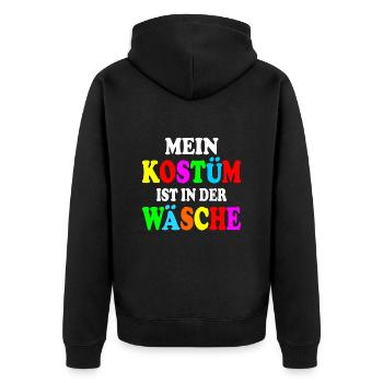 mein kostüm ist in der wäsche - Unisex Premium Bio Zip Hoodie - Schwarz - Hinten - Nico (187cm)