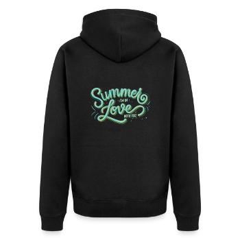 Summer I am in love with you - Unisex Premium Bio Zip Hoodie - Schwarz - Hinten - Nico (187cm)