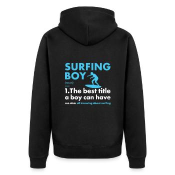 Sport Boy Surfing - Unisex Premium Bio Zip Hoodie - Schwarz - Hinten - Nico (187cm)
