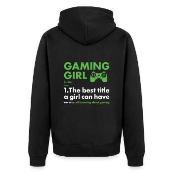 Gamer Girl Definition Gaming - Unisex Premium Bio Zip Hoodie - Schwarz - Hinten - Nico (187cm)