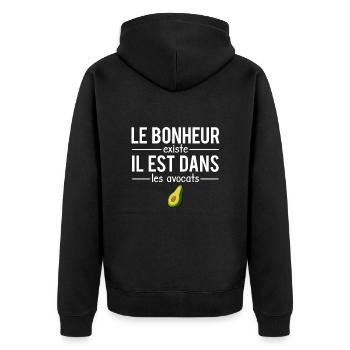 Le bonheur existe blague amateur avocat guacamole - Veste à capuche bio Premium Unisexe - noir - Dos - Nico (187cm)