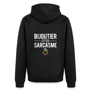 Bijoutier option sarcasme blague métier humour - Veste à capuche bio Premium Unisexe - noir - Dos - Nico (187cm)