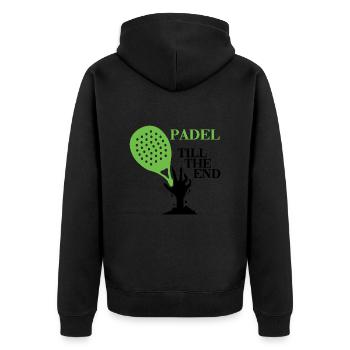 padeltennis paddel padle padeltennisspieler - Unisex Premium Bio Zip Hoodie - Schwarz - Hinten - Nico (187cm)