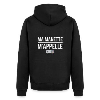 Ma manette m'appelle blague gamer humour - Veste à capuche bio Premium Unisexe - noir - Dos - Nico (187cm)