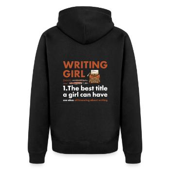 Writer Girl Definition Writing - Unisex Premium Organic Zip Hoodie - black - Back - Nico (187cm)
