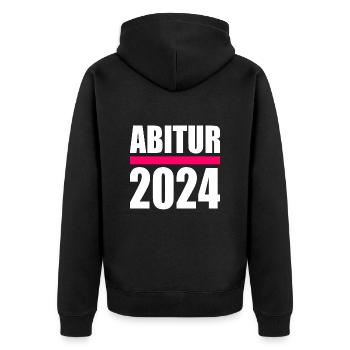 Abitur 2024 - Unisex Premium Bio Zip Hoodie - Schwarz - Hinten - Nico (187cm)
