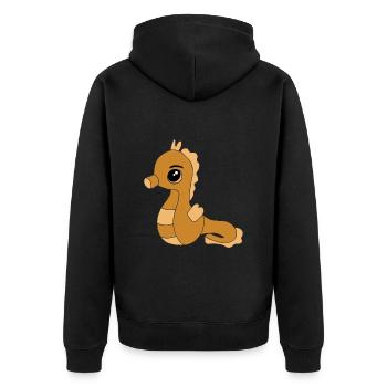 Knuffiges Seepferdchen - Unisex Premium Bio Zip Hoodie - Schwarz - Hinten - Nico (187cm)