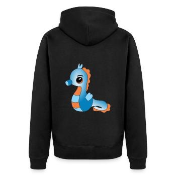 Knuffiges Seepferdchen - Unisex Premium Bio Zip Hoodie - Schwarz - Hinten - Nico (187cm)