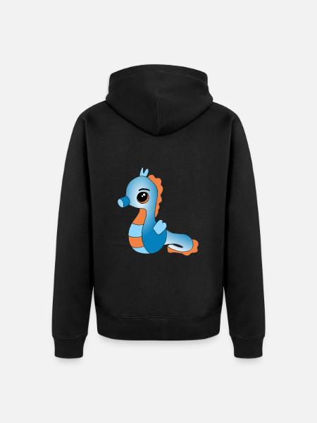 Knuffiges Seepferdchen - Unisex Premium Bio Zip Hoodie - Schwarz